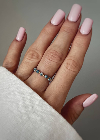 Pierścionek Elastyczny Kamienie Naturalne Sodalit