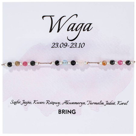 Bransoletka znak zodiaku Waga srebrne kulki