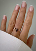 Set of Three Elastic Natural Stone Rings - Champagne Cubic Zirconia and Rhodonite