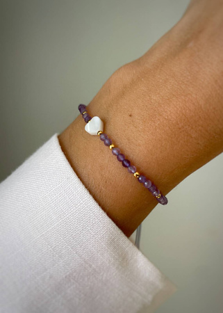 Bracelet and Ring Set - Rose Quartz, Rhodochrosite and Mother of Pearl