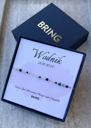 Bransoletka znak zodiaku Wodnik srebrne kulki