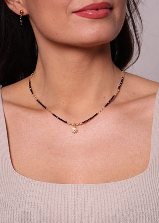 Naszyjnik czarny turmalin cytryn z zawieszką ochrona i dobrobyt