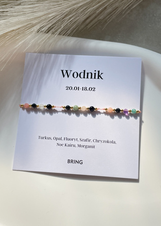 Bransoletka znak zodiaku Wodnik pozłacane kulki