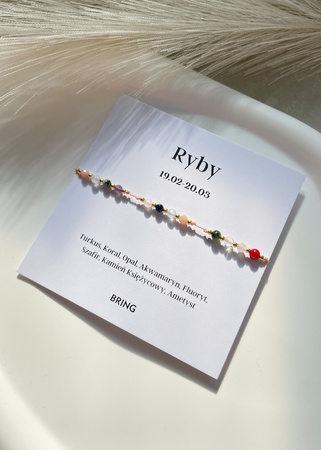 Bransoletka znak zodiaku Ryby pozłacane kulki