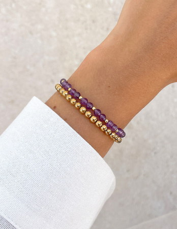 Bransoletki na gumce - ametyst z hematytem