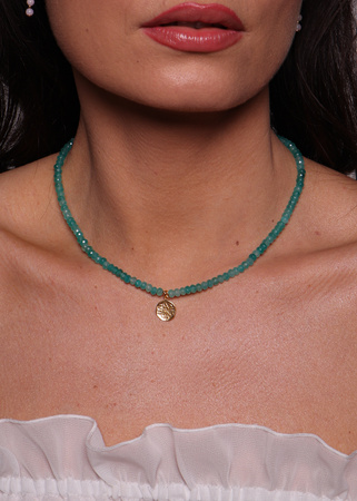 Naszyjnik jadeit morski niebieski z zawieszką