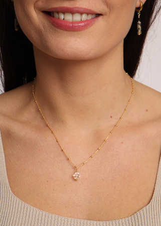 Necklace made of natural stones dendritic agate gold-plated toggle with a pendant