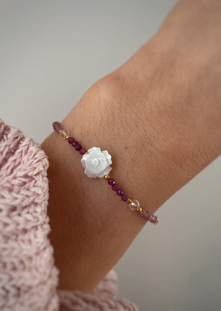Bracelet Natural Stones Rose Quartz and Rhodochrosite