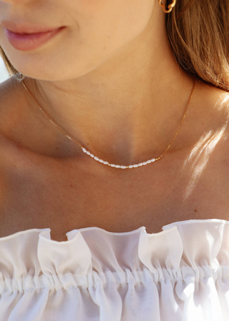 Naszyjnik srebro pozłacane i Perły naturalne