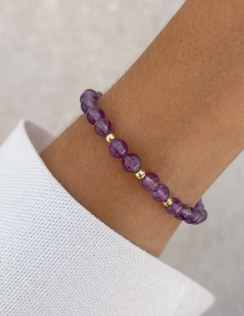 Bransoletka na gumce z ametystu z hematytem - koncentracja, sukces, ochrona