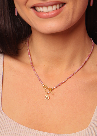 Naszyjnik rodonit toggle z zawieszką