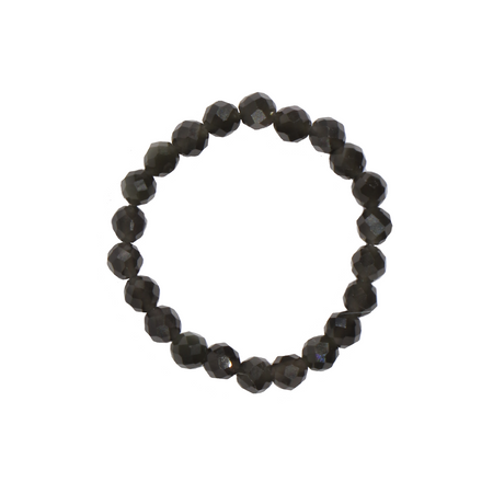 Elastic ring with natural obsidian stones