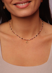 Necklace zodiac sign capricorn natural stones Gold-Plated with a pendant