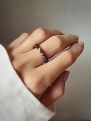 Gold-plated elastic garnet ring, ball