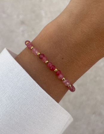 Bransoletka na gumce jadeit malinowy - szczęście, pomyślność, spełnienie marzeń