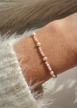Bracelet Natural Stones Rose Quartz and Rhodochrosite
