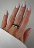 Set of Three Elastic Natural Stone Rings - Champagne Cubic Zirconia and Rhodonite