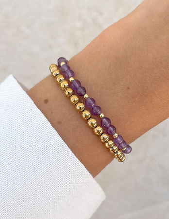 Bransoletki na gumce - ametyst z hematytem