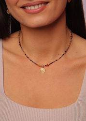 Necklace with a Zodiac sign Virgo natural stones Gold-Plated with a pendant