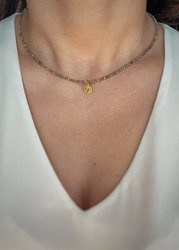 Gold-plated Khaki cubic zirconia necklace with a pendant