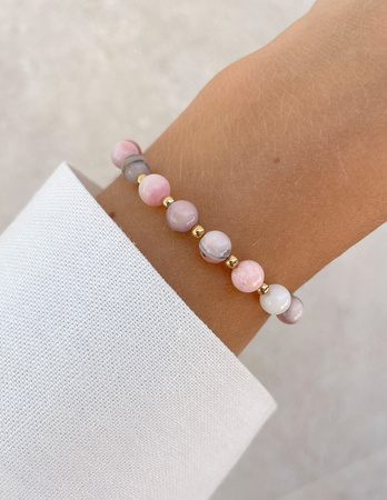 Bransoletka na gumce z opalu z hematytem - ochrona, optymizm, kreatywność