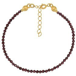 Gold-plated silver bracelet with natural stones 2 mm garnet