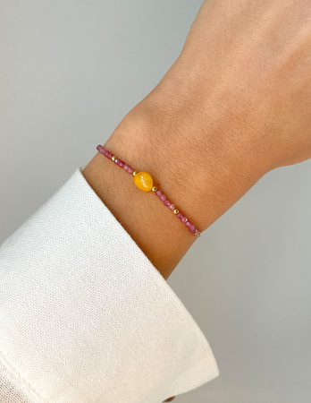 Bracelet Natural Stones Rose Quartz and Rhodochrosite