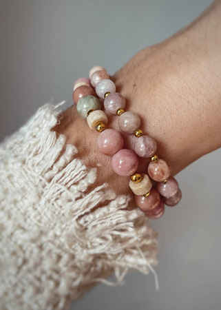 Zestaw Dwóch Bransoletek z Jadeitów i Kamieni Słonecznych