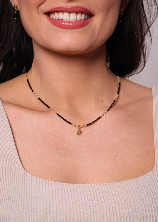 Naszyjnik czarny turmalin cytryn z zawieszką ochrona i dobrobyt