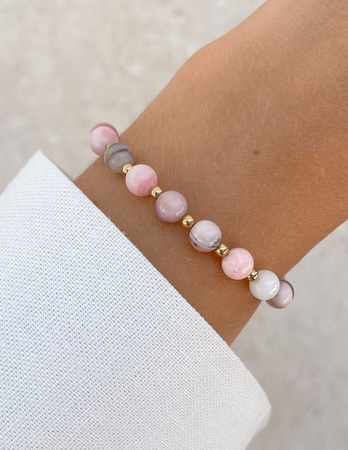 Bransoletka na gumce z opalu z hematytem - ochrona, optymizm, kreatywność