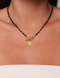 Naszyjnik kamień czarny agat toggle z zawieszką