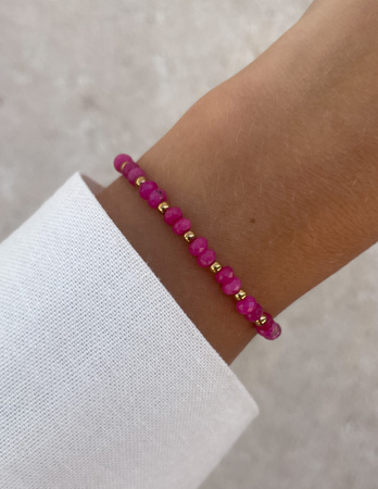 Bransoletka na gumce jadeit róż - szczęście, pomyślność, spełnienie marzeń