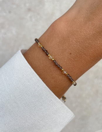 Bransoletka na nici z kwarcu dymnego z cytrynem - spokój, dobrobyt, pewność siebie