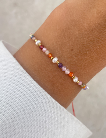 Bransoletka na nici z cyrkonii z perełką Lea - pewność siebie, dobrobyt, ochrona