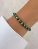 Bransoletka na gumce z malachitu z hematytem - obfitość,  optymizm, spokojny sen