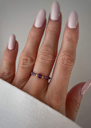 Pierścionek elastyczny ametyst