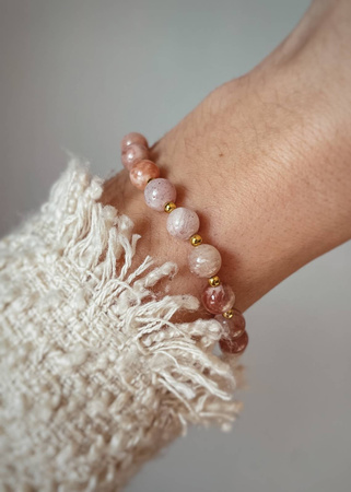 Bransoletka na gumce z Kamieni Słonecznych i Hematytu