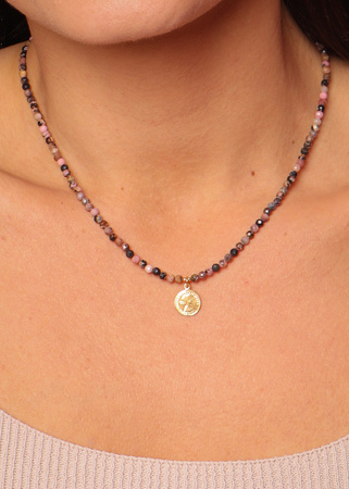 Naszyjnik rodonit z zawieszką