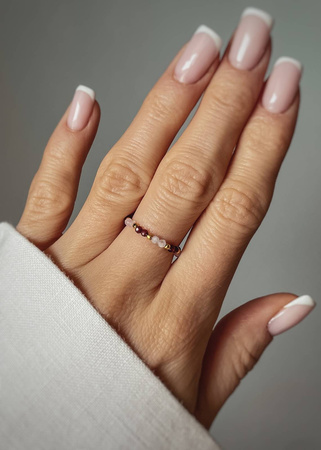 Pierścionek Elastyczny Kamienie Naturalne Kunzyt i Granat