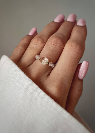 Pierścionek Elastyczny Kamienie Naturalne Kryształ Górski