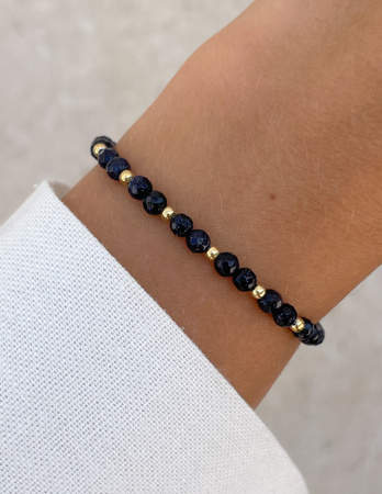 Bransoletka na gumce z Noc Kairu z hematytem -siła, odwaga, spokój