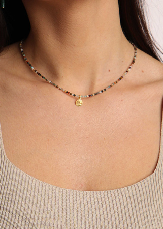 Naszyjnik z kamieni naturalnych Mix Kamieni pozłacany z zawieszką