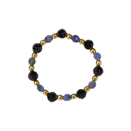 Pierścionek elastyczny kamienie naturalne spinel i sodalit