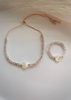 Bracelet and Ring Set - Rose Quartz, Rhodochrosite and Mother of Pearl