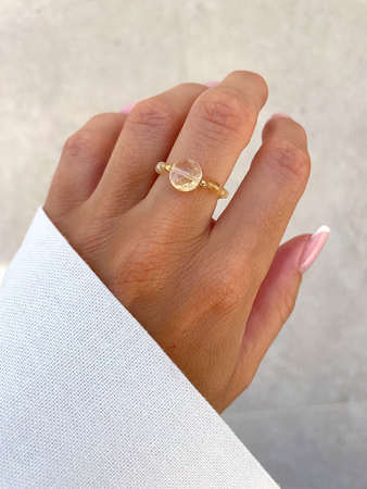 Elastic ring with natural lapis lazuli stones and pearl