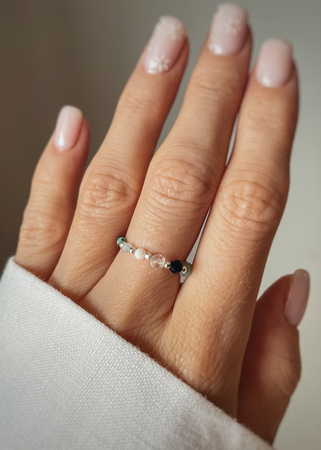 Pierścionek elastyczny znak zodiaku Wodnik srebrny