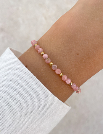 Bransoletka na gumce z rodochrozytu z hematytem - miłość, ochrona, uzdrowienie