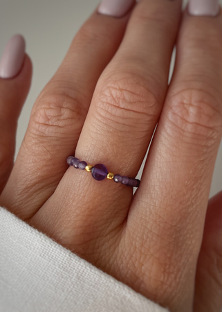 Pierścionek elastyczny ametyst