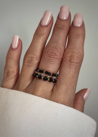 Zestaw Trzech Pierścionków Elastycznych z Kamieni Naturalnych