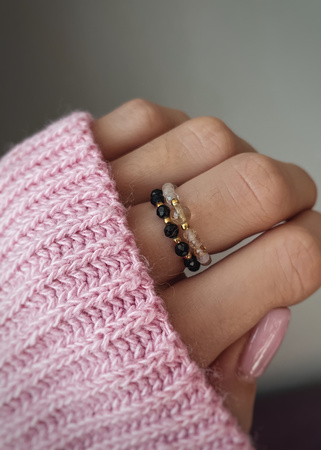 Set of Two Elastic Rings with Cubic Zirconia